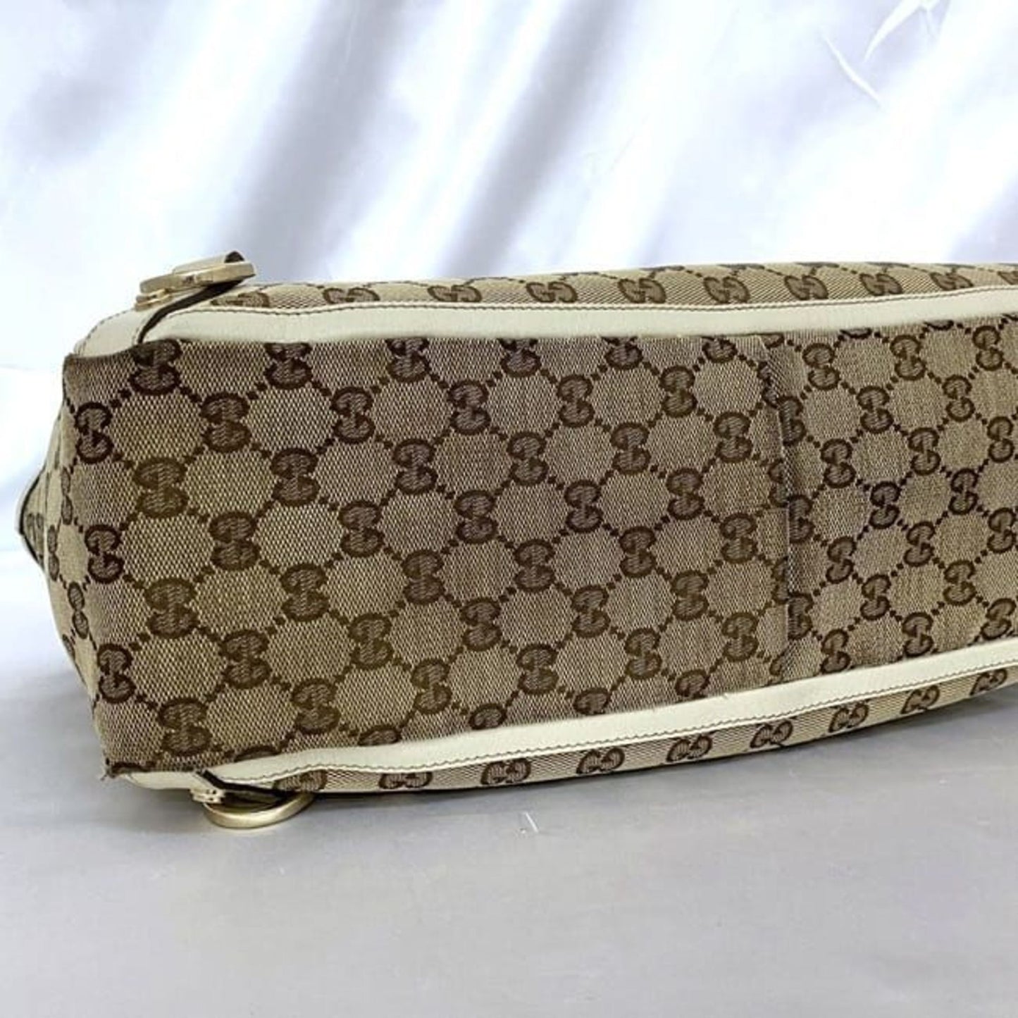 Gucci Beige Canvas Leather Tote Bag