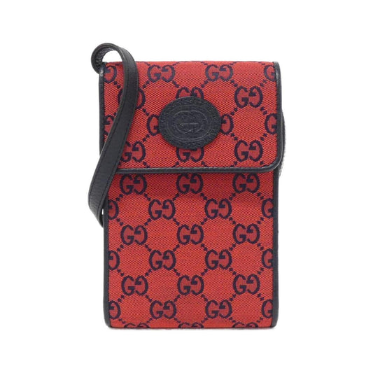 Gucci Navy Red Color Gg Canvas Leather Shoulder Bag ()