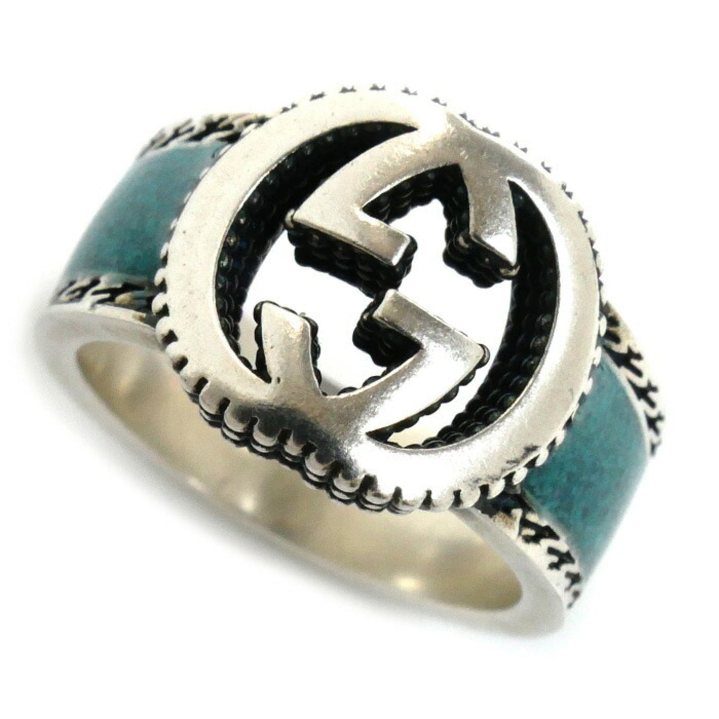 Gucci Silver Enamel Silver 925 Band Ring ()