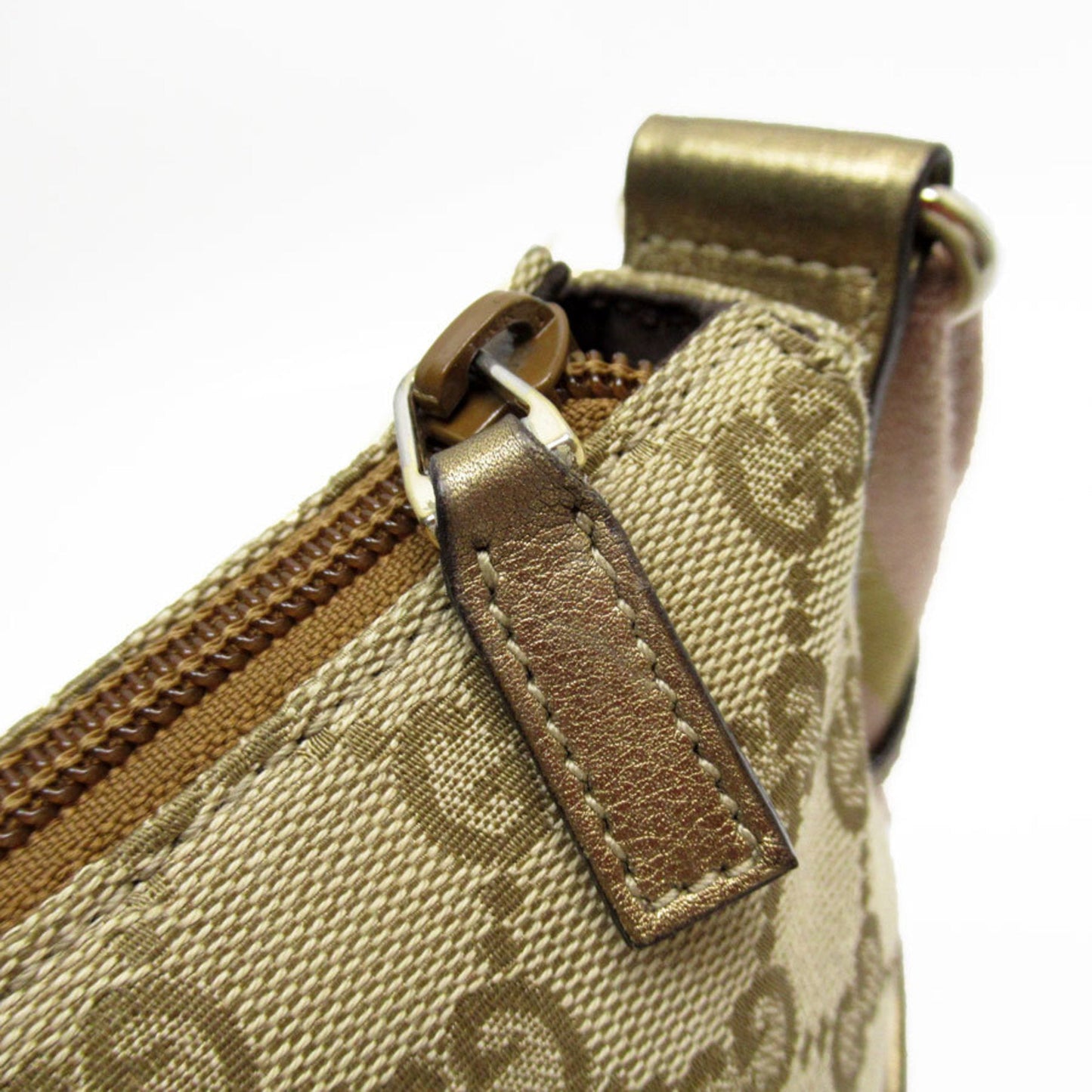 Gucci Beige Gold Pink Canvas Shoulder Bag
