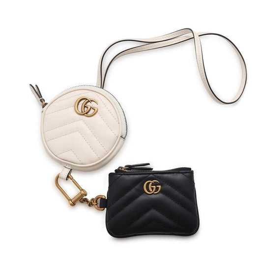 Gucci Black White Leather Coin Purse/Coin Case ()
