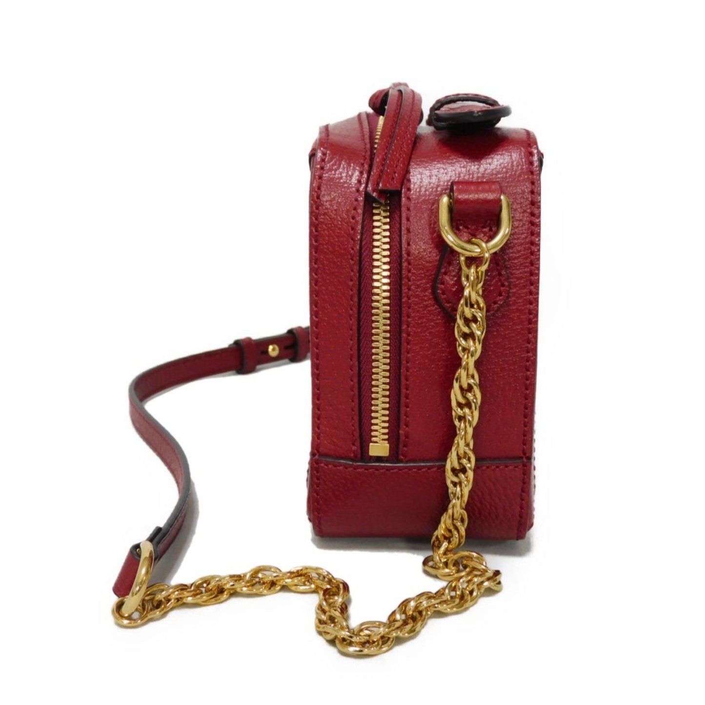 Gucci Brown Red Color Gg Supreme Canvas Leather Handbag Shoulder Bag