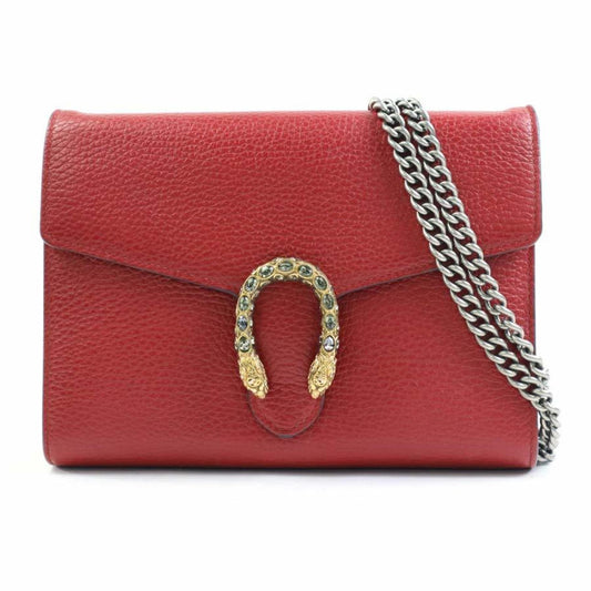 Gucci Dark Red Leather Chain/Shoulder Wallet ()