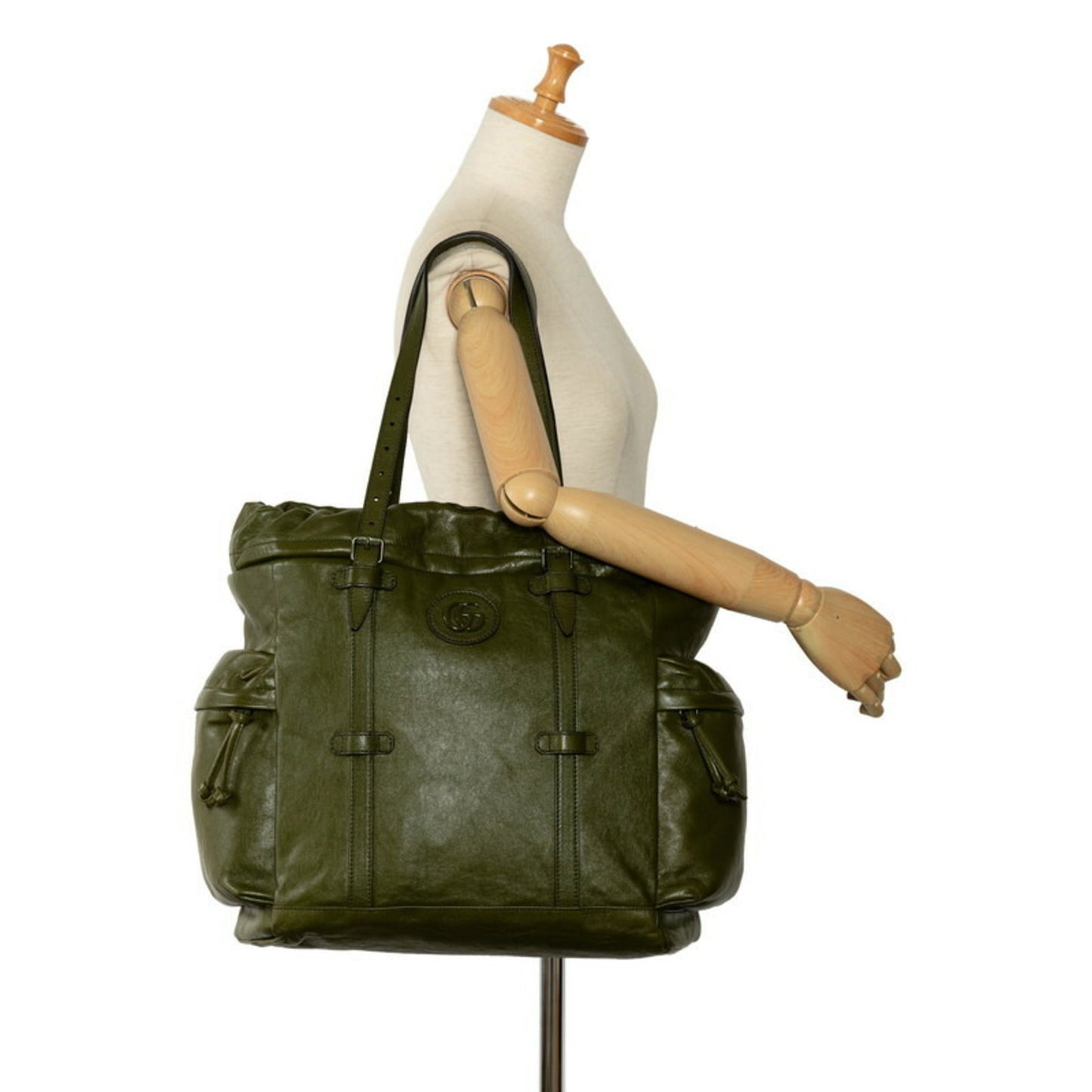 Gucci Khaki Leather Tote Bag