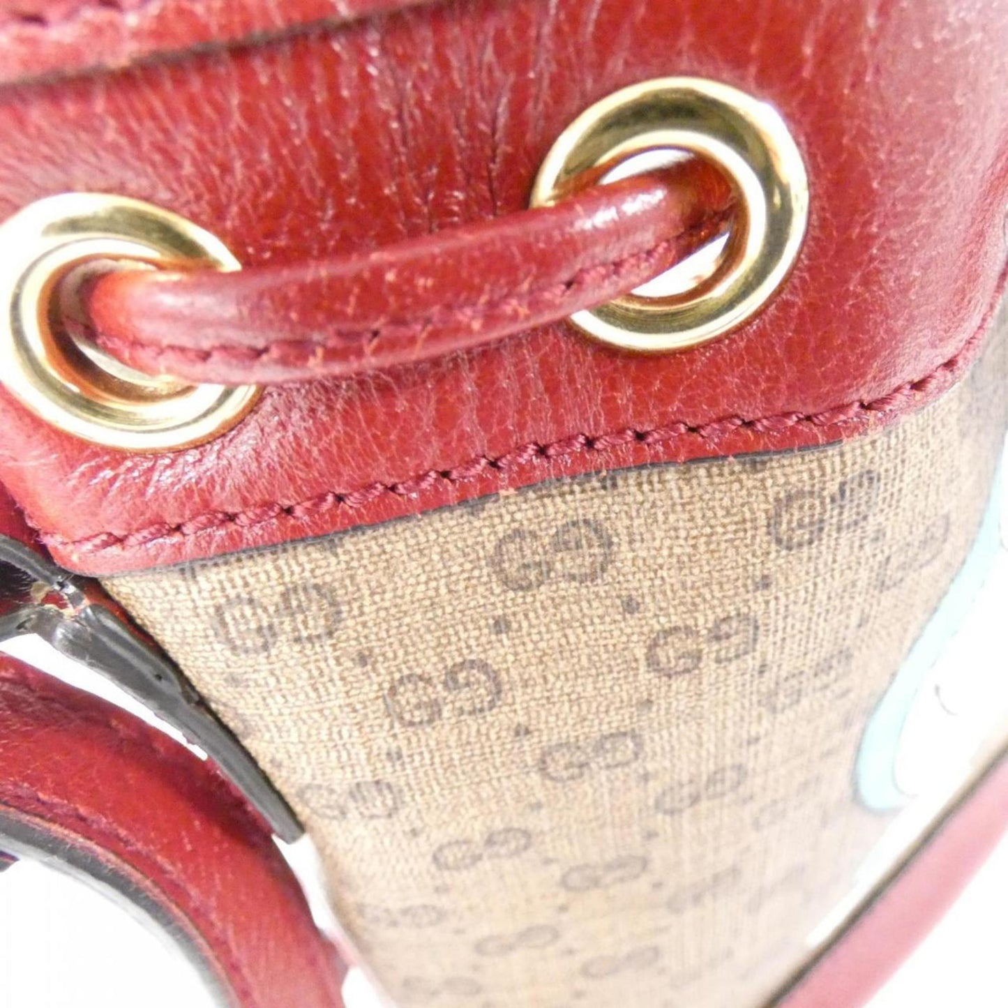 Gucci Beige Cherry Red Gg Supreme Leather Shoulder Bag
