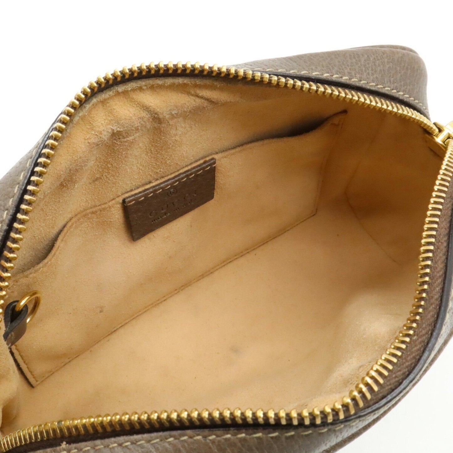Gucci Beige Brown Green Khaki Red Color Gg Supreme Leather Pochette Shoulder Bag
