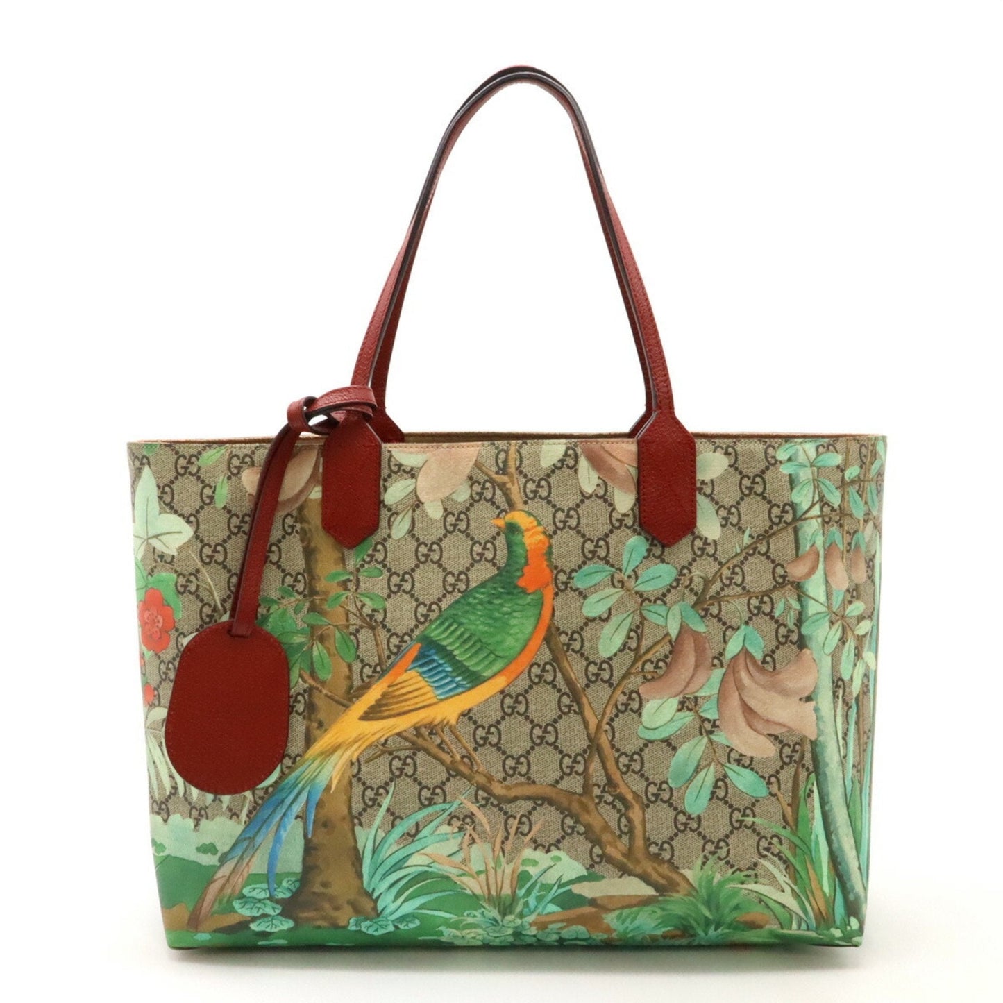 Gucci Beige Khaki Multi-Color Red Color Pvc Leather Shoulder Bag Tote Bag