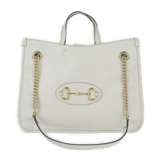 Gucci Ivory Leather Handbag Shoulder Bag Tote Bag ()