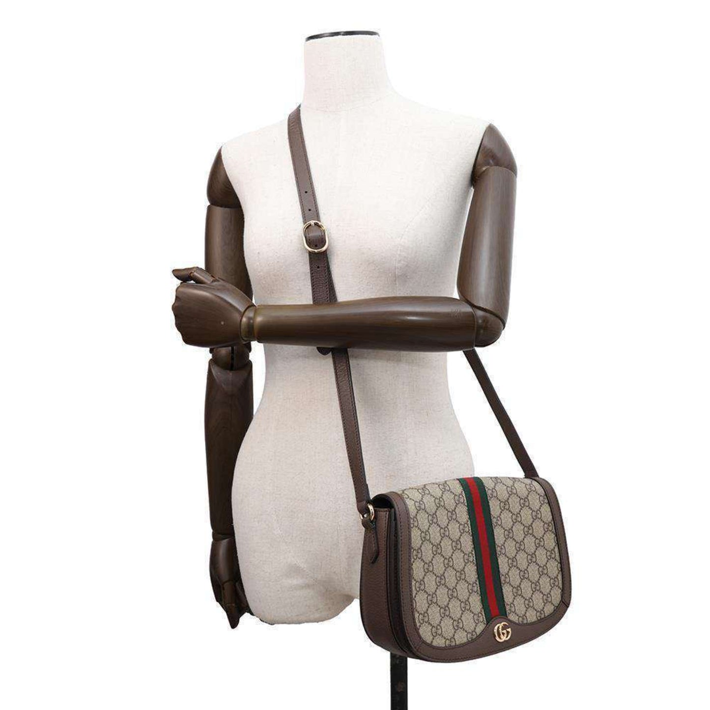 Gucci Beige Brown Pvc Leather Shoulder Bag