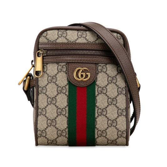 Gucci Sherry Line Beige Brown Pvc Leather Shoulder Bag ()