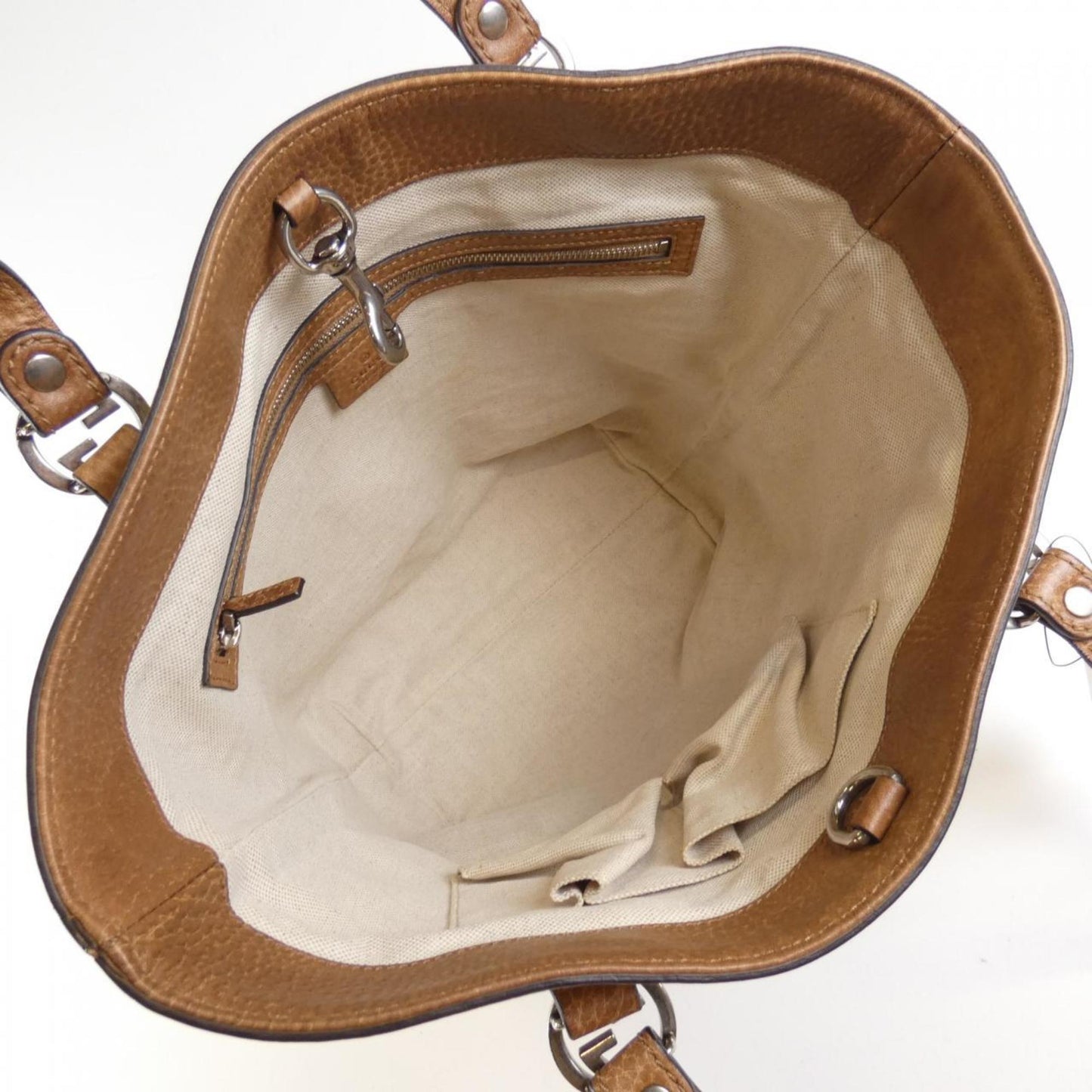 Gucci Beige Brown Gg Canvas Leather Tote Bag
