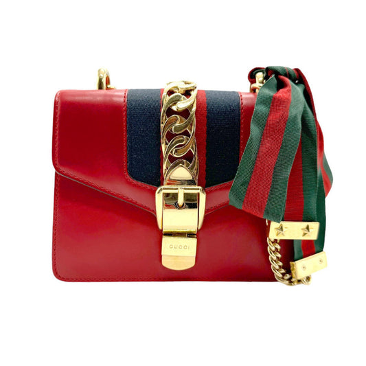 Gucci Red Color Leather Shoulder Bag ()
