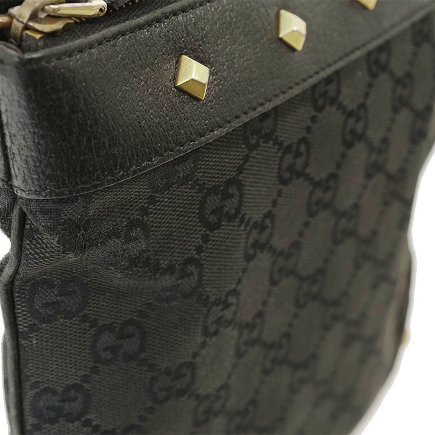 Gucci Gg Canvas Black Canvas Leather Shoulder Bag