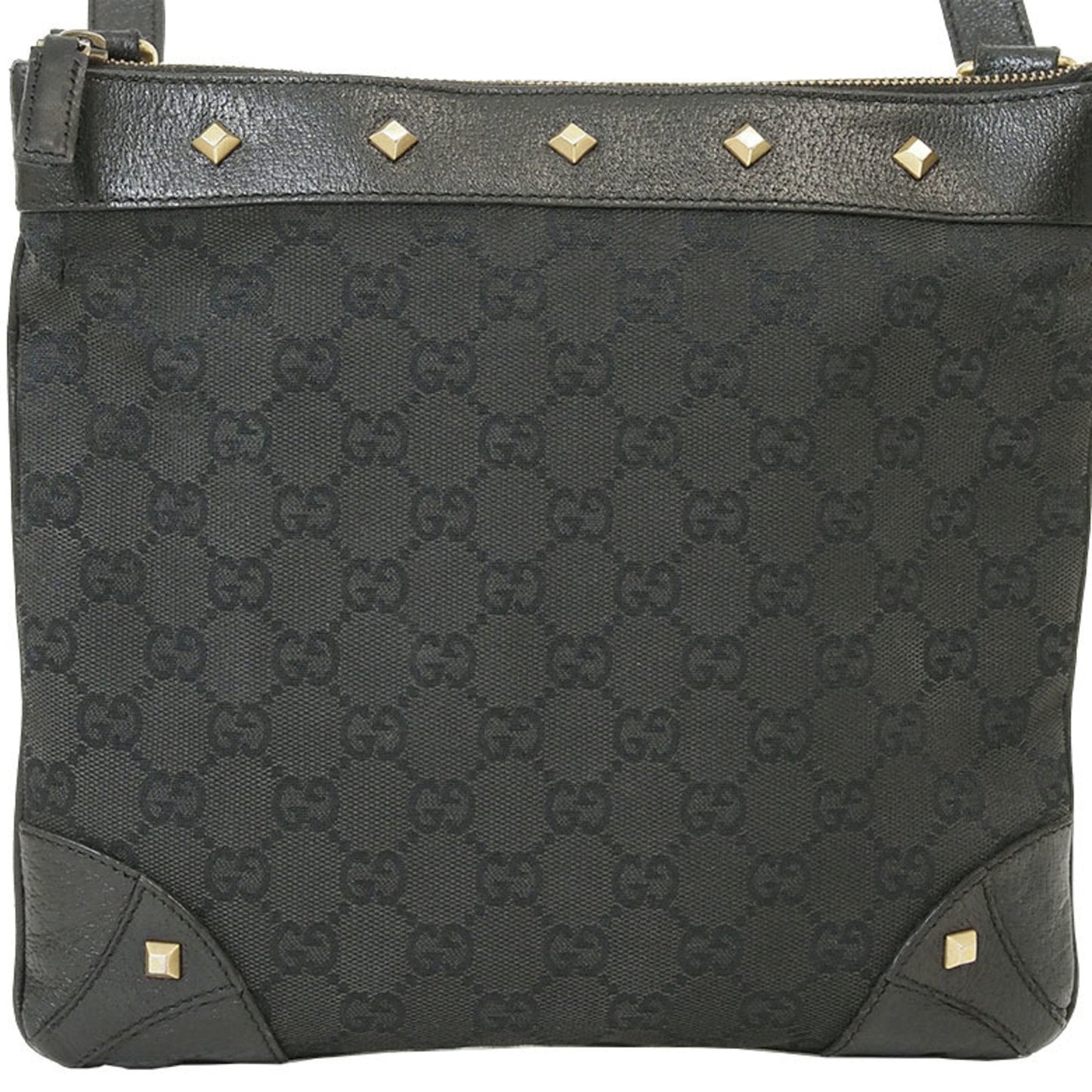 Gucci Gg Canvas Black Canvas Leather Shoulder Bag