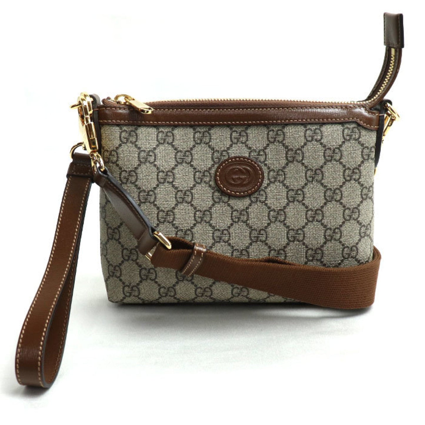 Gucci Beige Brown Gg Supreme Leather Shoulder Bag ()