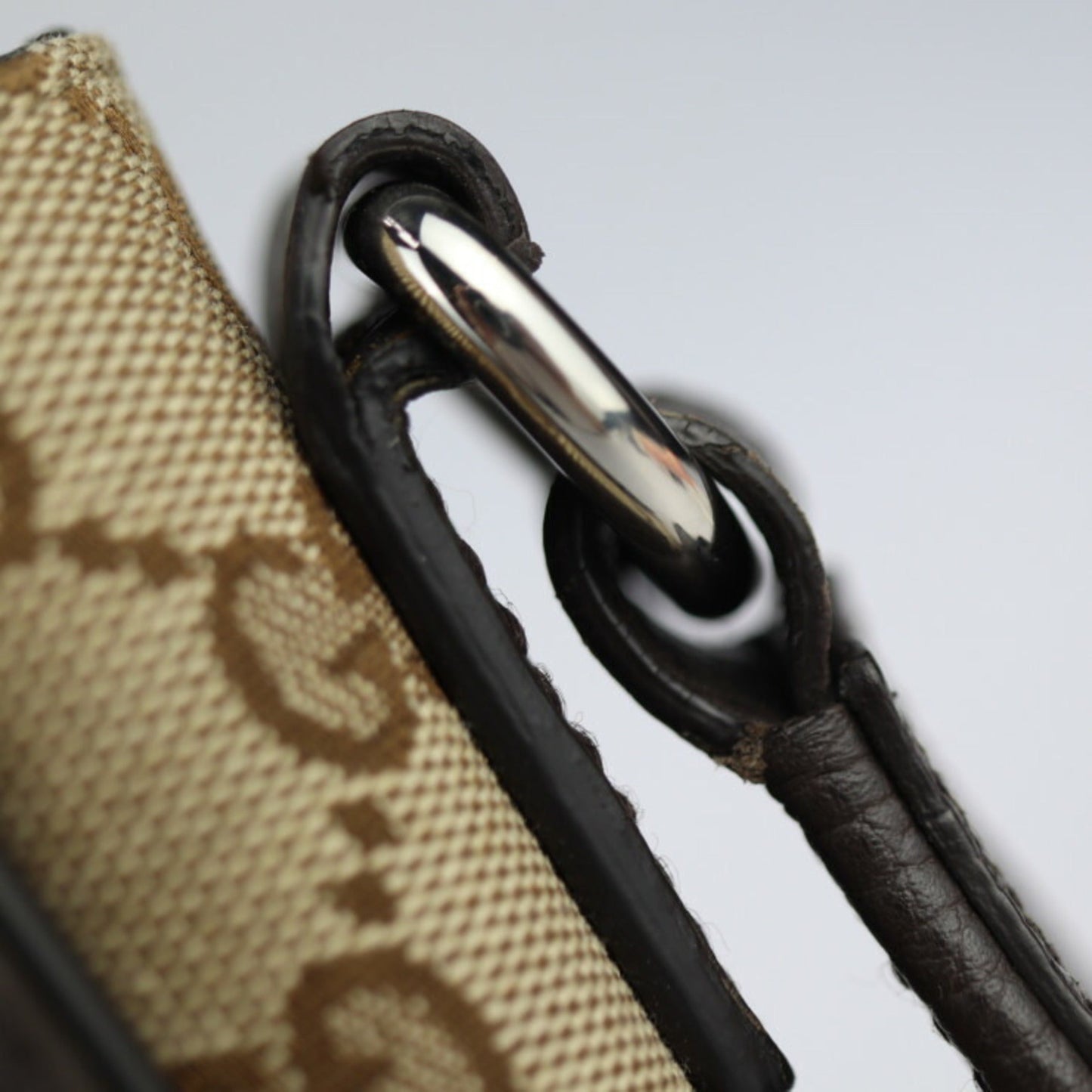 Gucci Beige Brown Gg Canvas Leather Handbag Messenger Bag Shoulder Bag Tote Bag