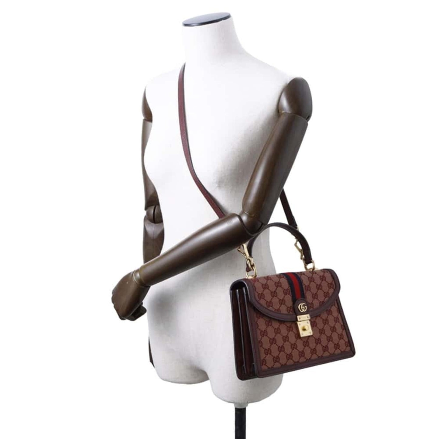 Gucci Bordeaux Canvas Leather Handbag Shoulder Bag