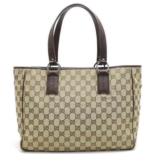 Gucci Gg Canvas Beige Brown Gg Canvas Leather Tote Bag ()