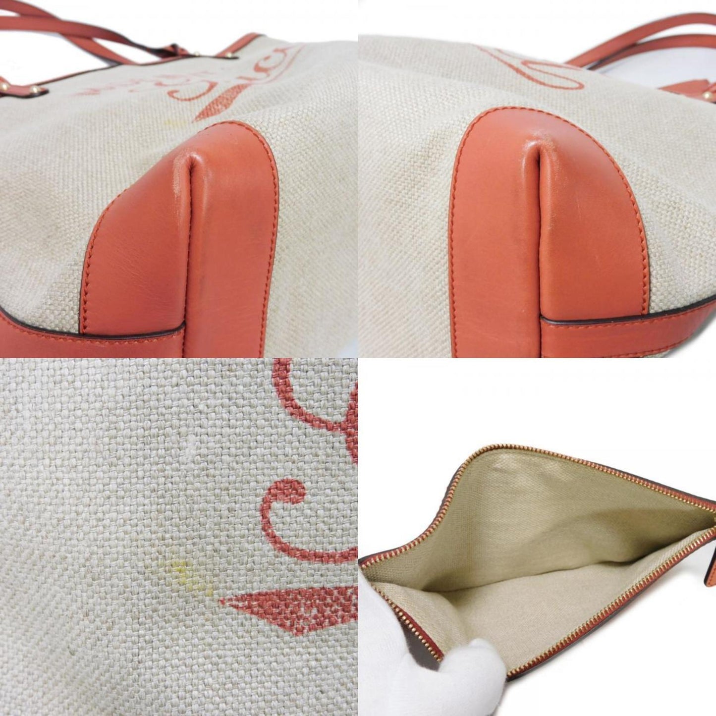 Gucci Beige Linen Shoulder Bag Tote Bag