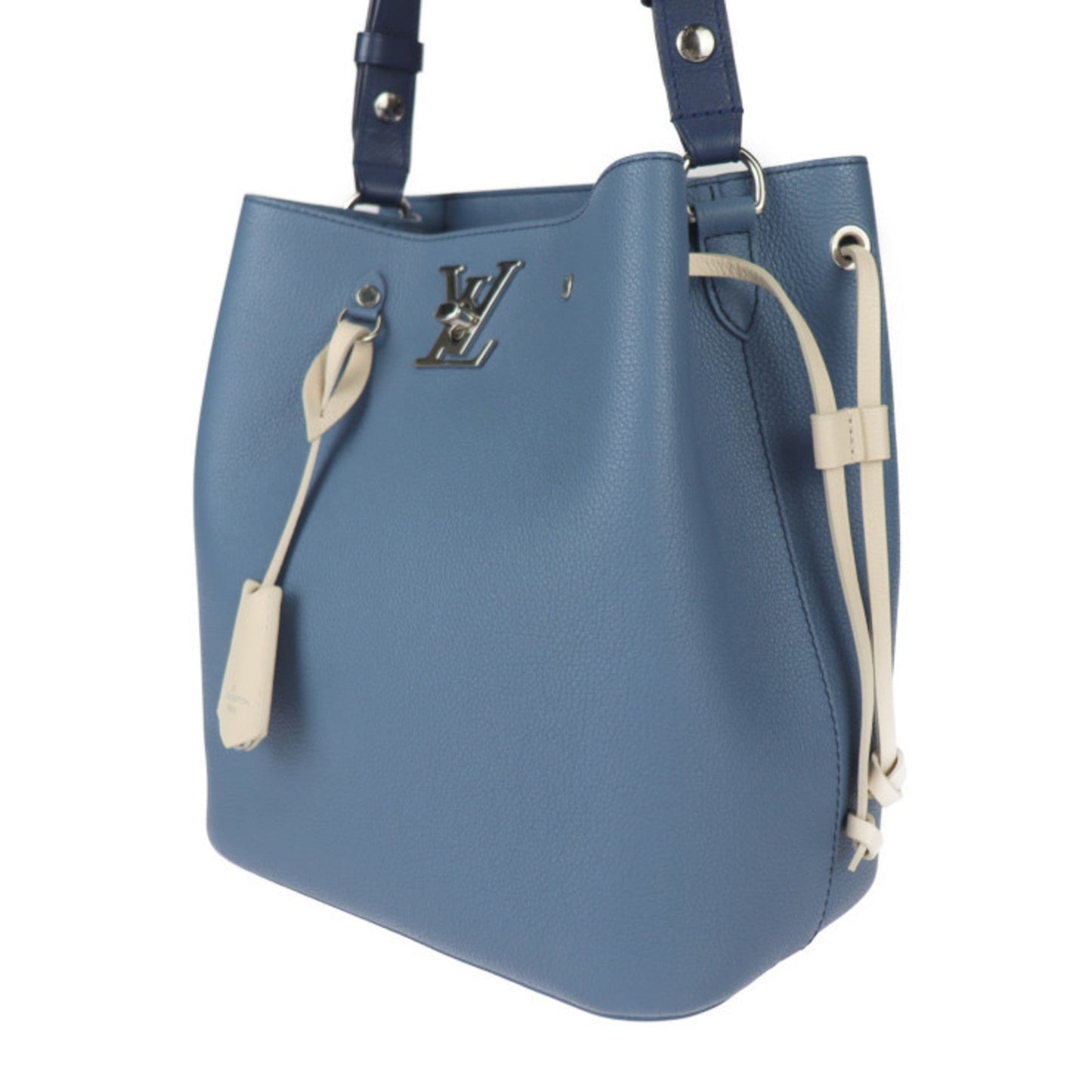 Louis Vuitton Blue Jean Leather Handbag Shoulder Bag Tote Bag