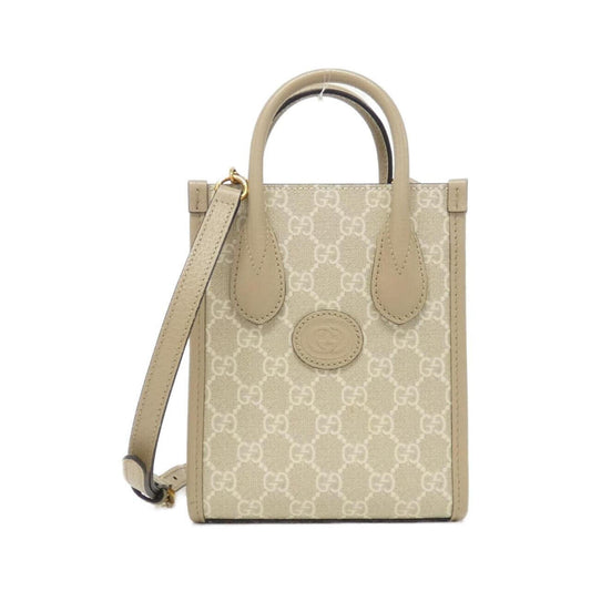 Gucci Beige White Gg Supreme Leather Handbag ()