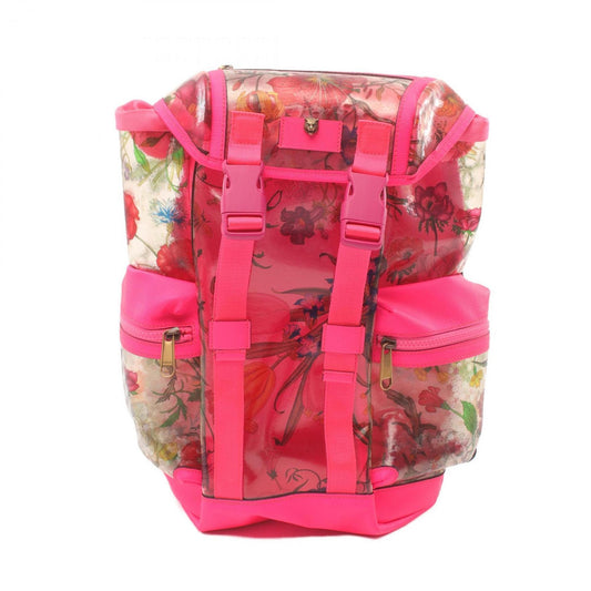 Gucci Multi-Color Pink Coated Canvas Leather Backpack ()