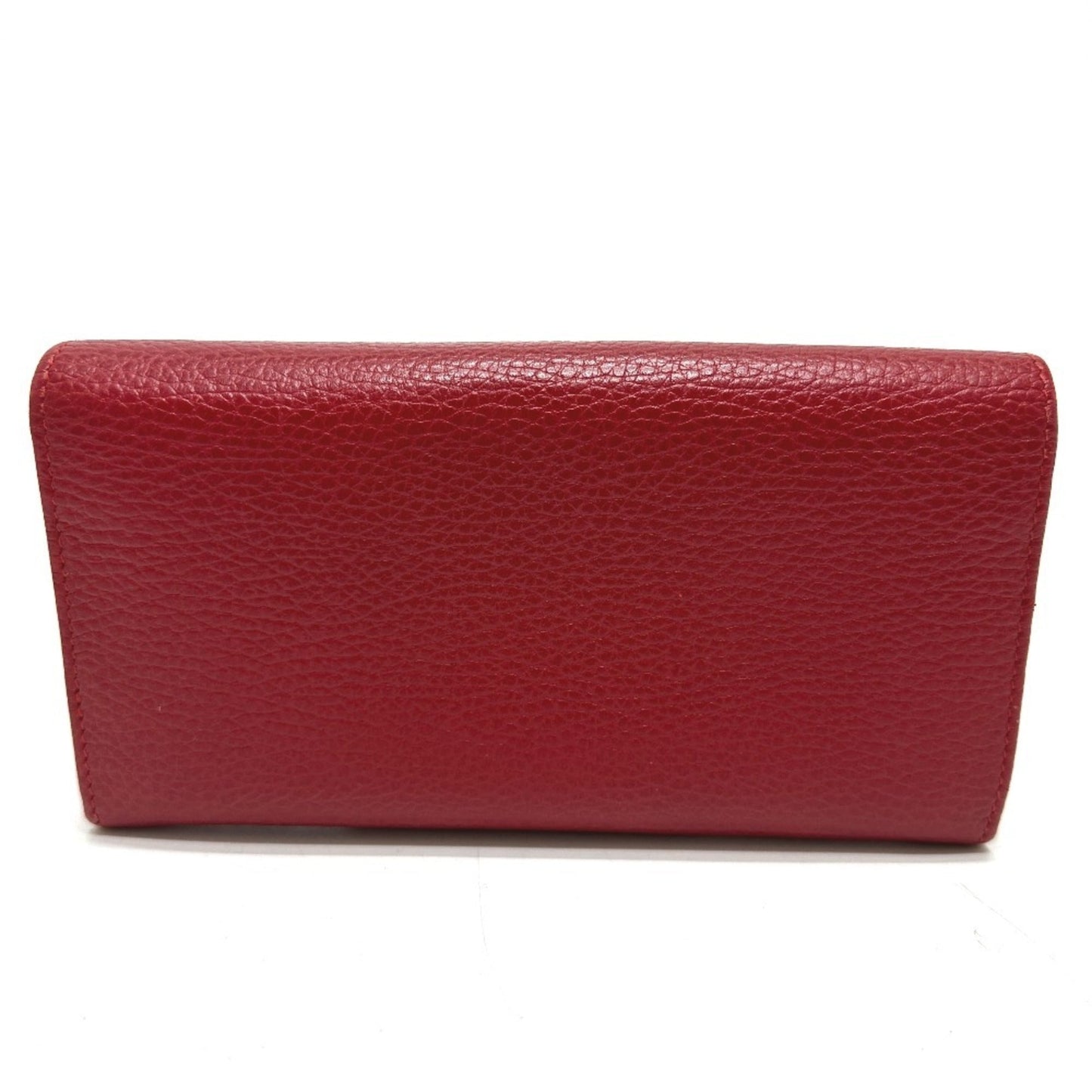 Gucci Red Color Leather Long Wallet (Bi-Fold)