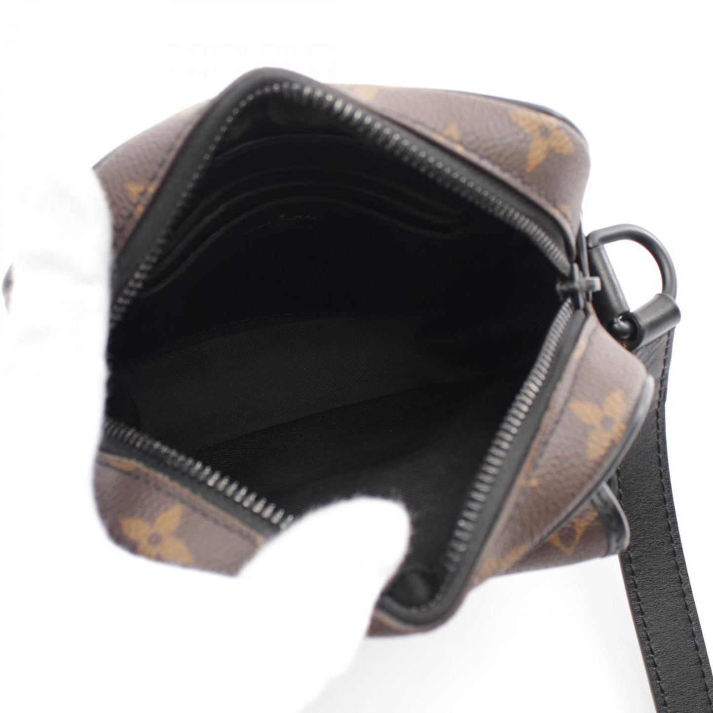 Louis Vuitton Black Brown Coated Canvas Leather Shoulder Bag