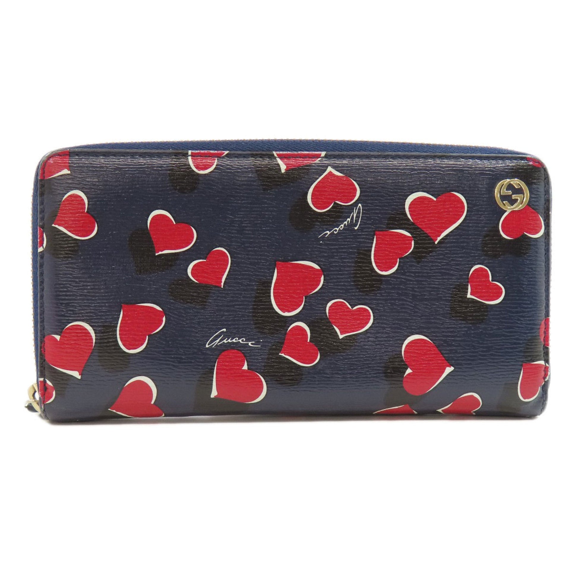 Gucci Navy Leather Long Wallet (Bi-Fold) ()
