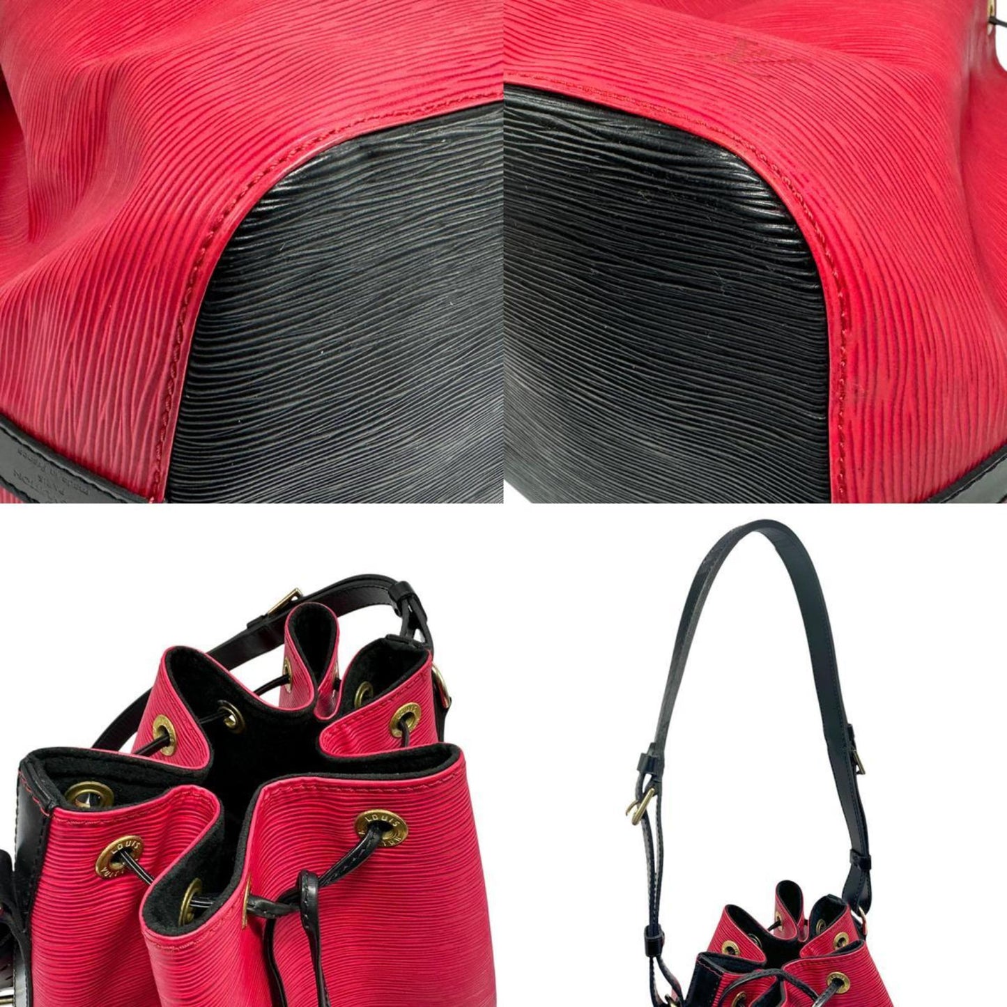 Louis Vuitton Black Red Color Epi Leather Shoulder Bag