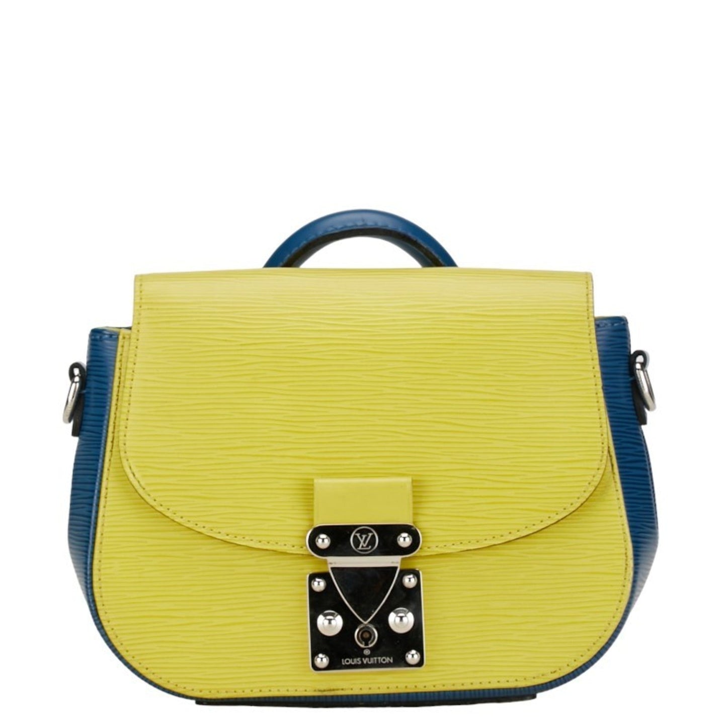 Louis Vuitton Dark Blue Yellow Leather Handbag Shoulder Bag