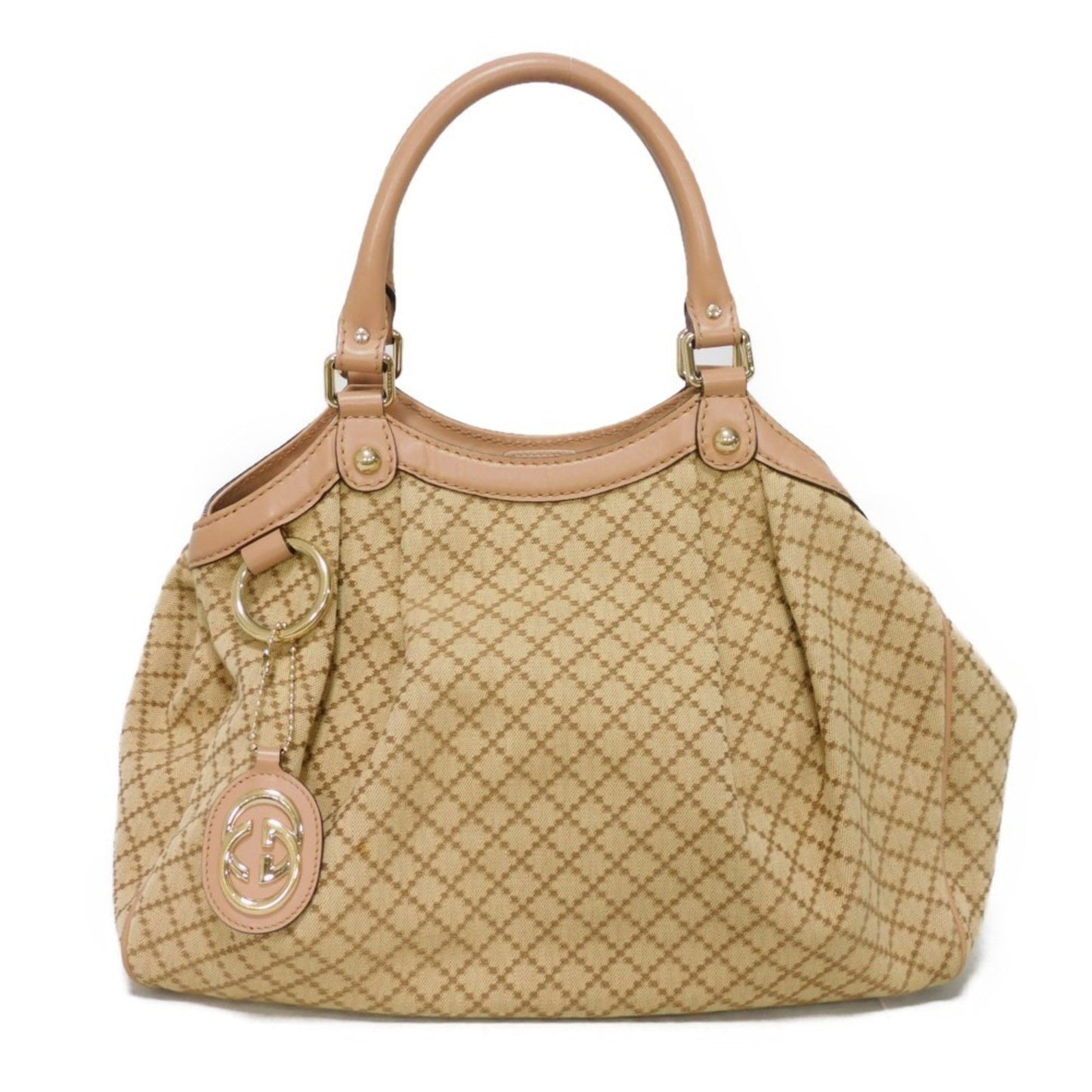 Gucci Beige Canvas Leather Handbag Tote Bag ()