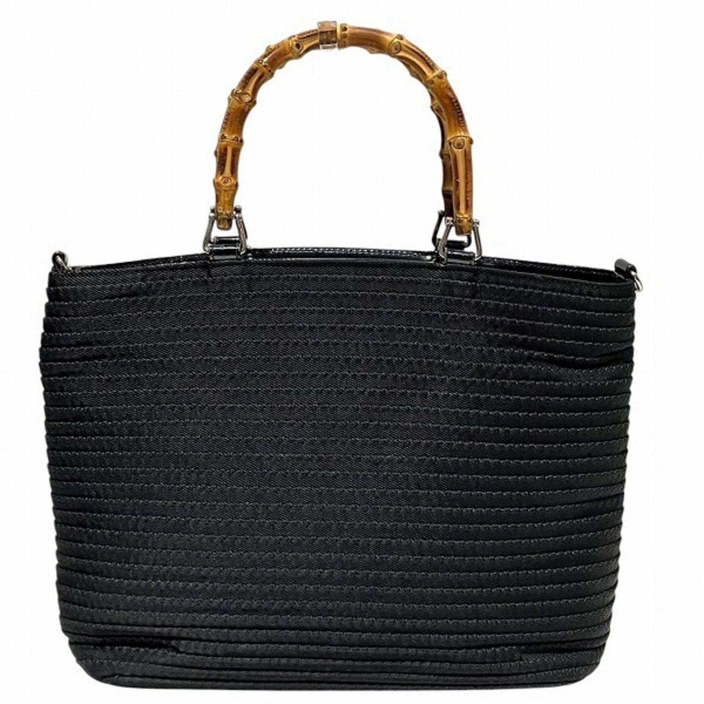 Gucci Black Canvas Leather Handbag Tote Bag ()