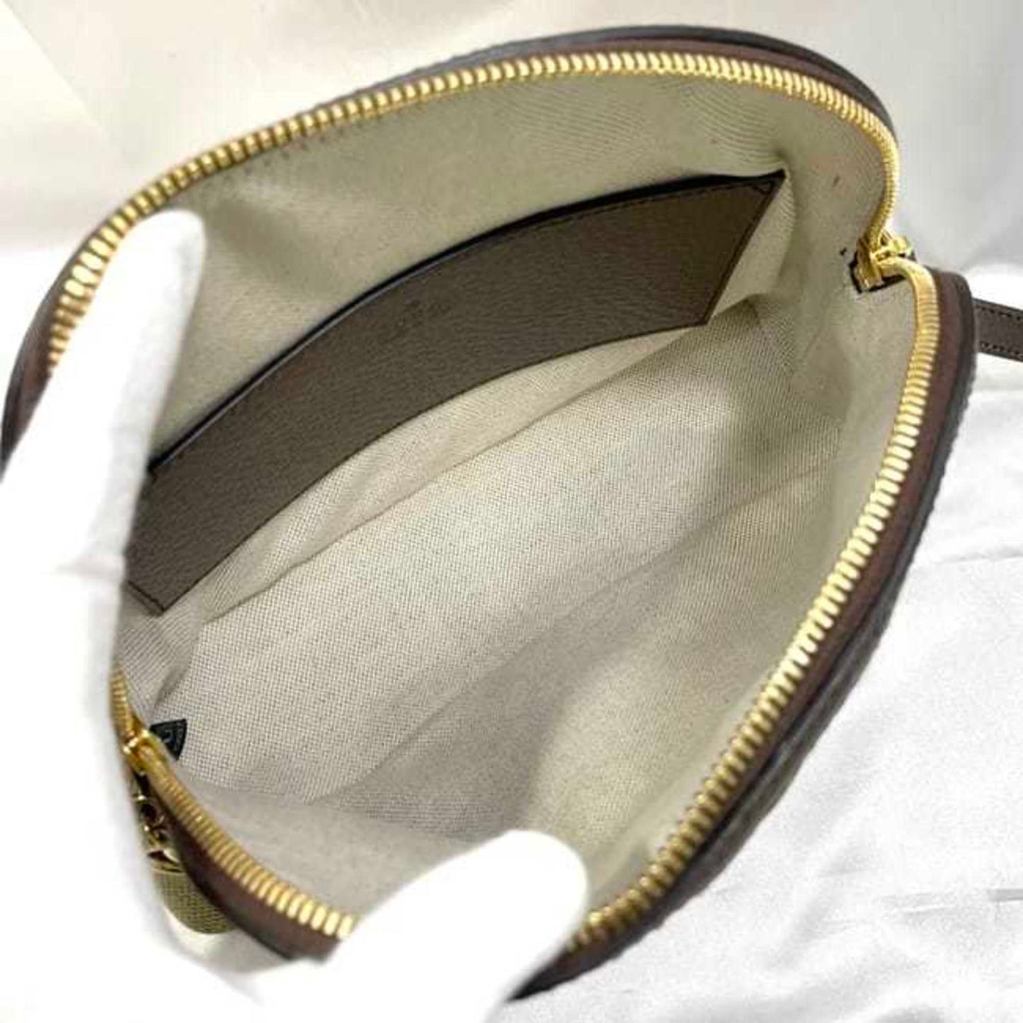 Gucci Beige Brown Canvas Leather Pochette Shoulder Bag