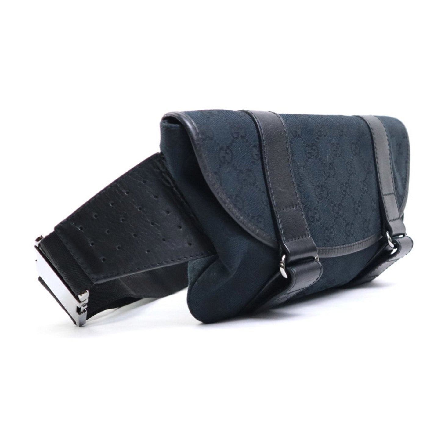 Gucci Black Canvas Leather Sling Bag