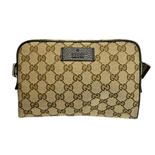 Gucci Beige Brown Canvas Leather Fanny Pack ()