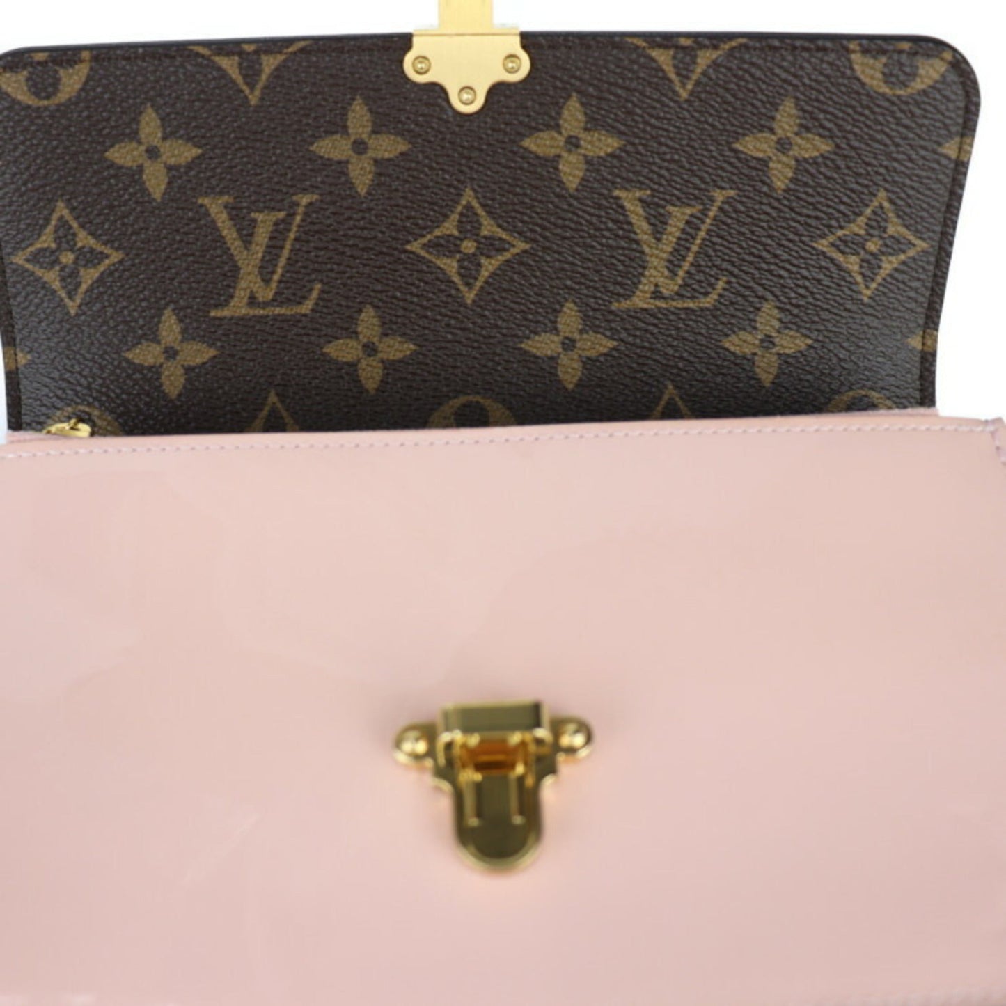 Louis Vuitton Brown Monogram Rose Ballerine Patent Leather Monogram Clutch Bag Pochette Shoulder Bag