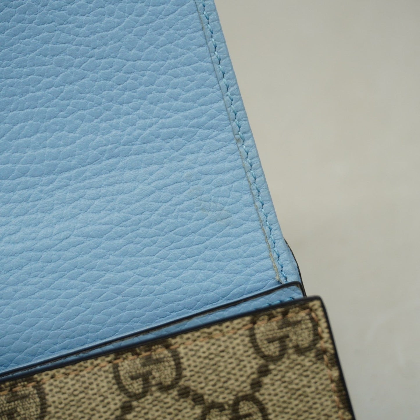 Gucci Blue Brown Pvc Leather Wallet (Tri-Fold)