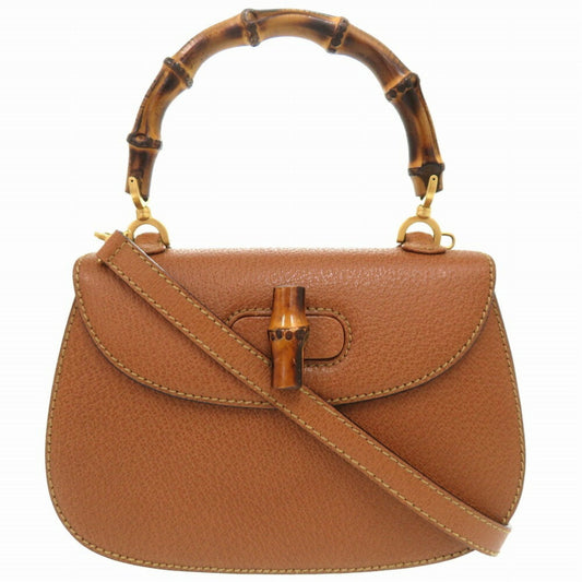 Gucci Brown Bamboo Leather Handbag ()