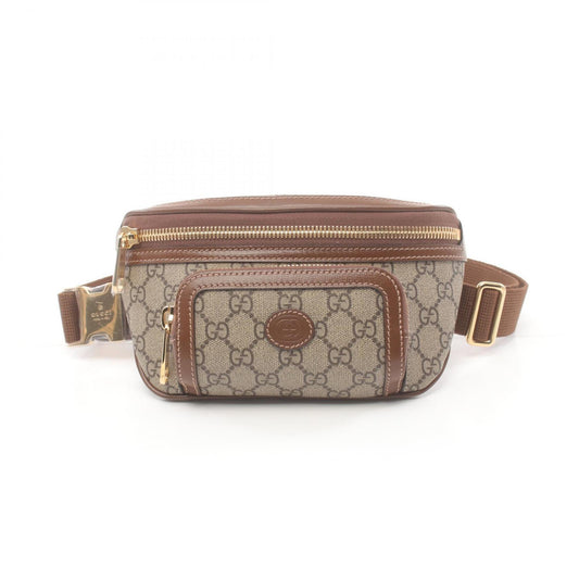 Gucci Beige Brown Coated Canvas Leather Fanny Pack ()
