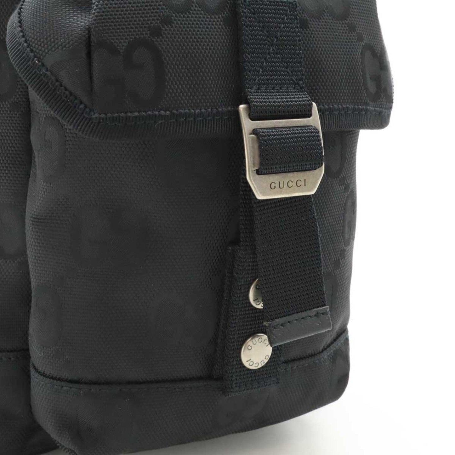 Gucci Black Nylon Canvas Leather Shoulder Bag Sling Bag