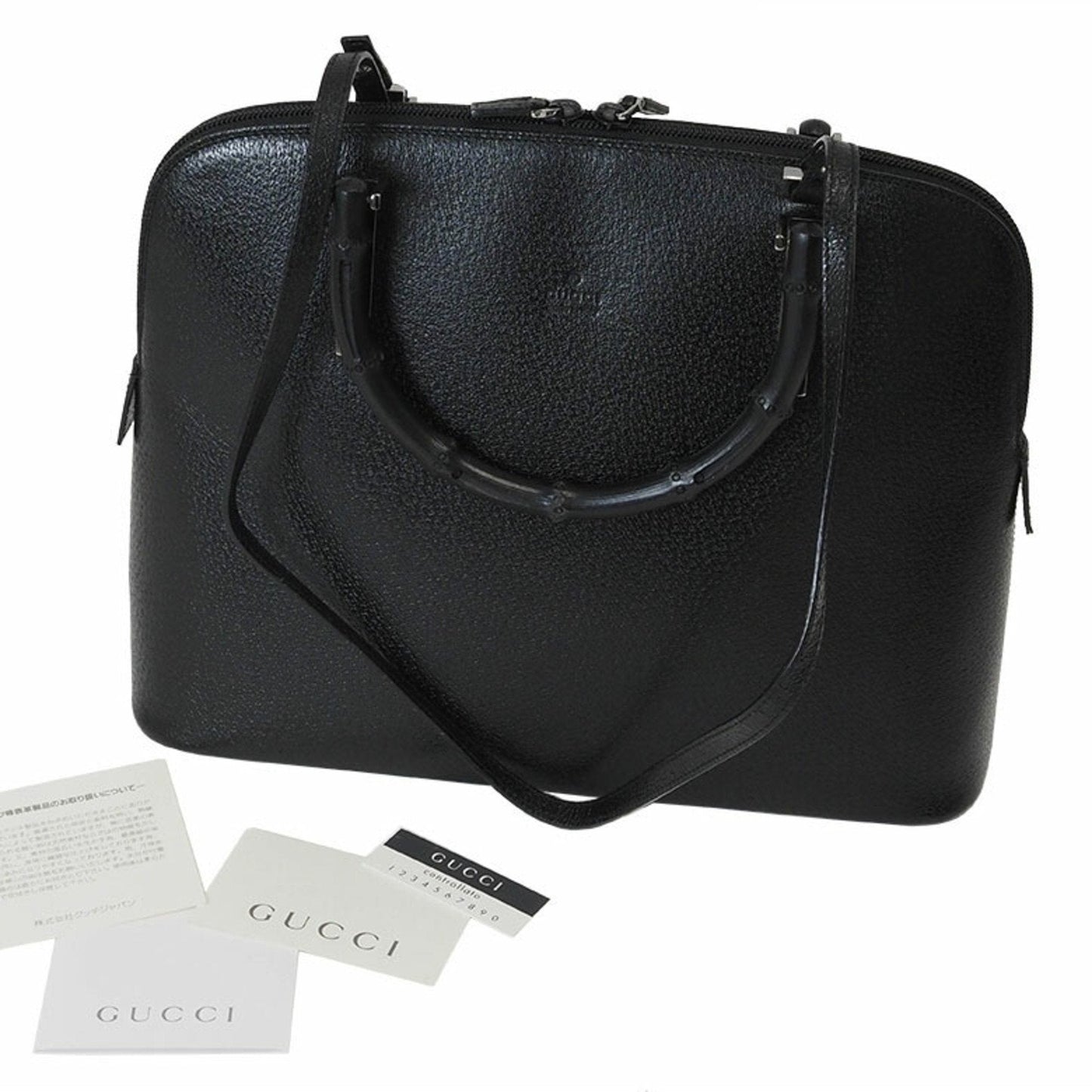 Gucci Bamboo Black Leather Handbag