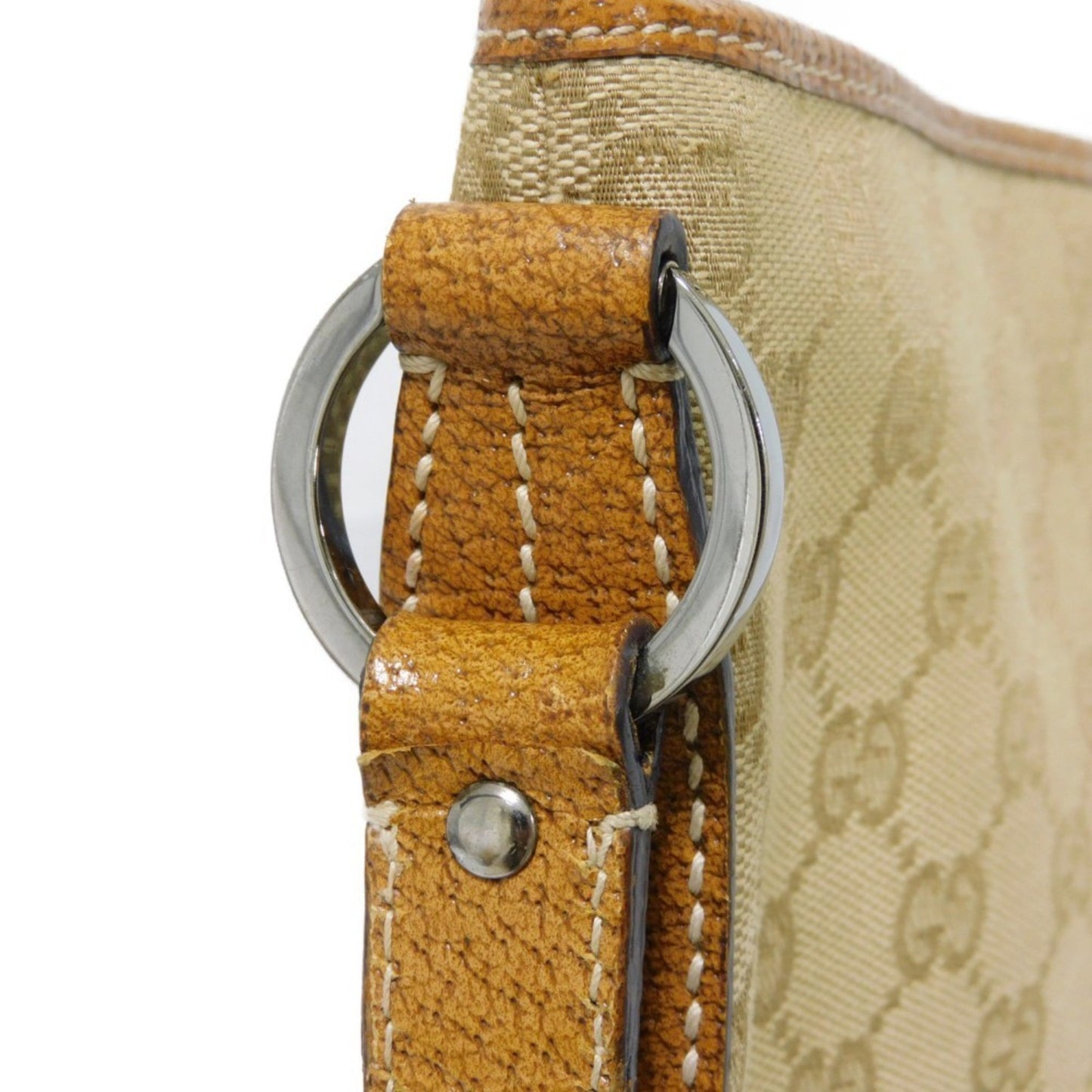 Gucci Beige Brown Gg Canvas Leather Messenger Bag Shoulder Bag