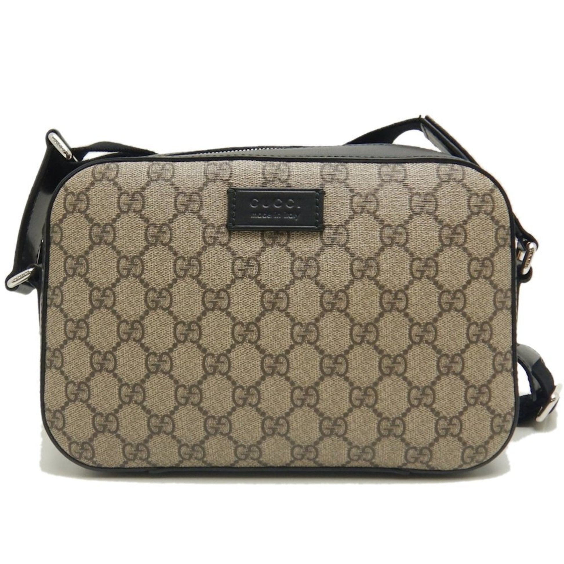 Gucci Beige Black Gg Supreme Canvas Shoulder Bag ()
