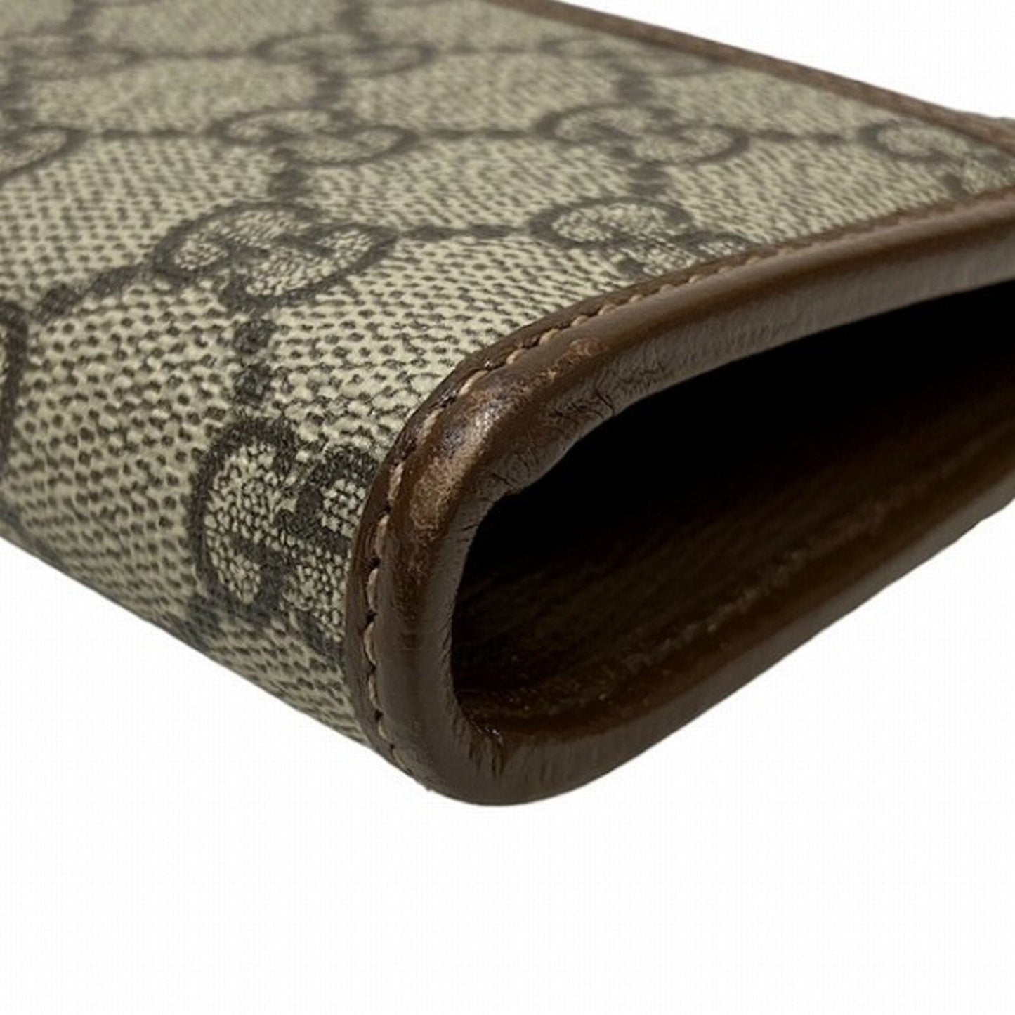 Gucci Beige Brown Leather Gg Supreme Coin Purse/Coin Case