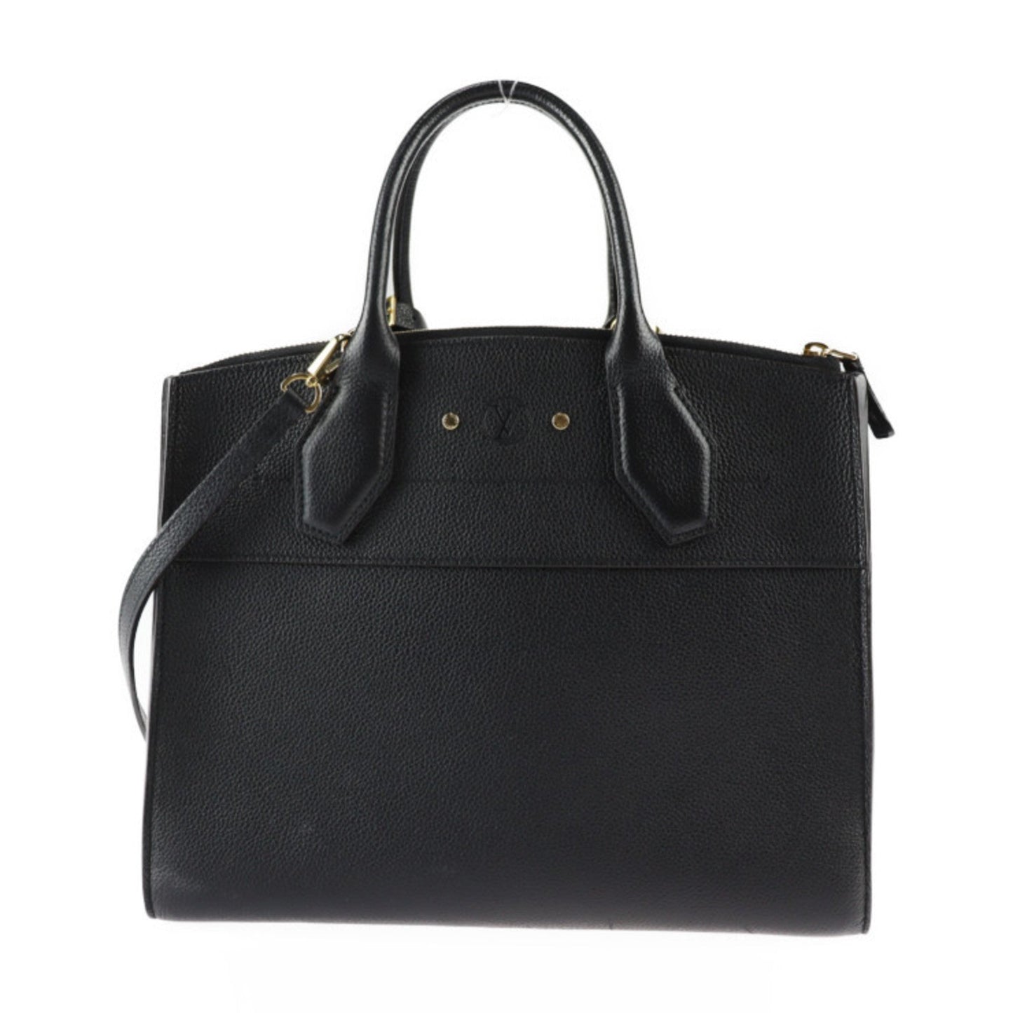 Louis Vuitton Black Leather Handbag Shoulder Bag Tote Bag