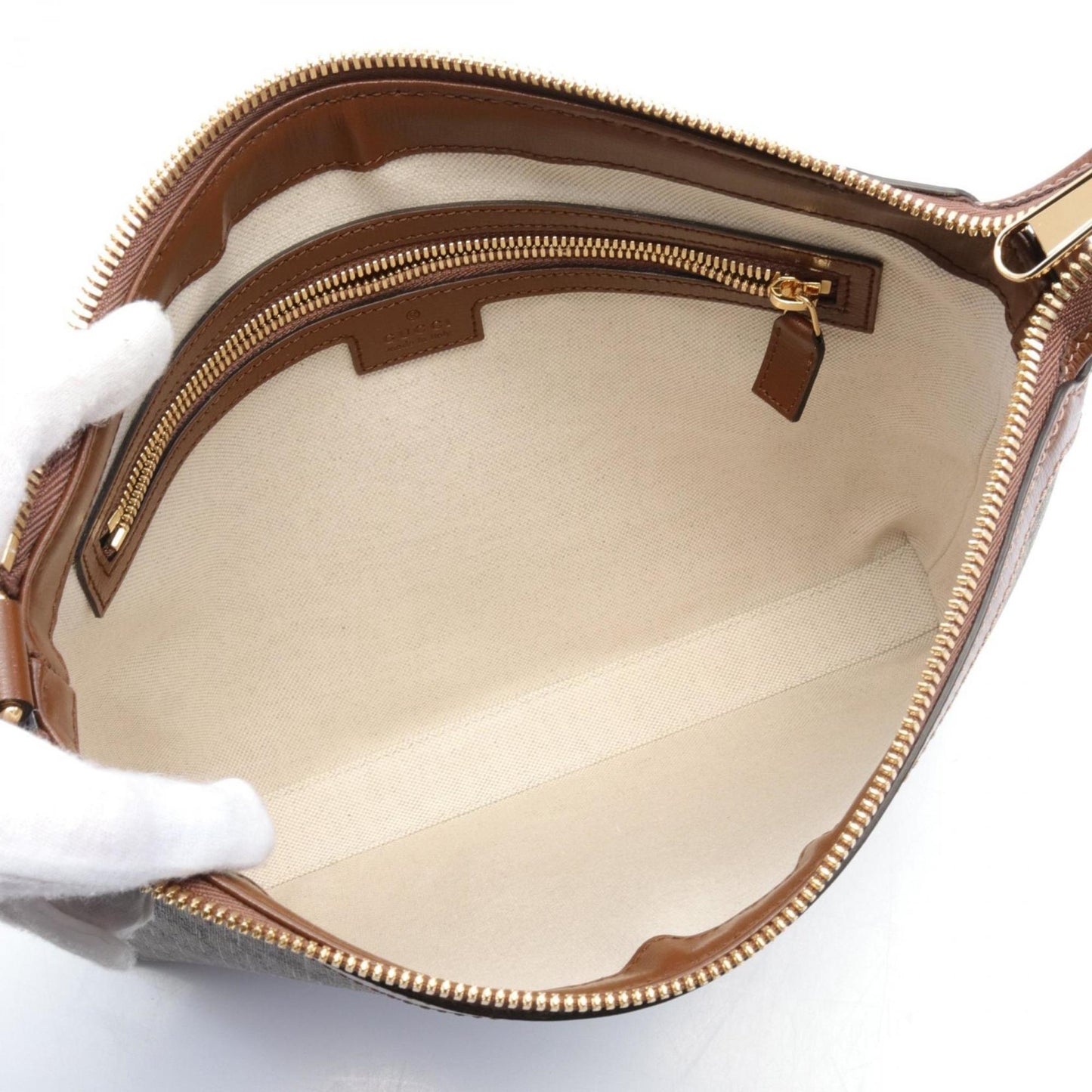 Gucci Beige Brown Pvc Coated Canvas Leather Messenger Bag Shoulder Bag