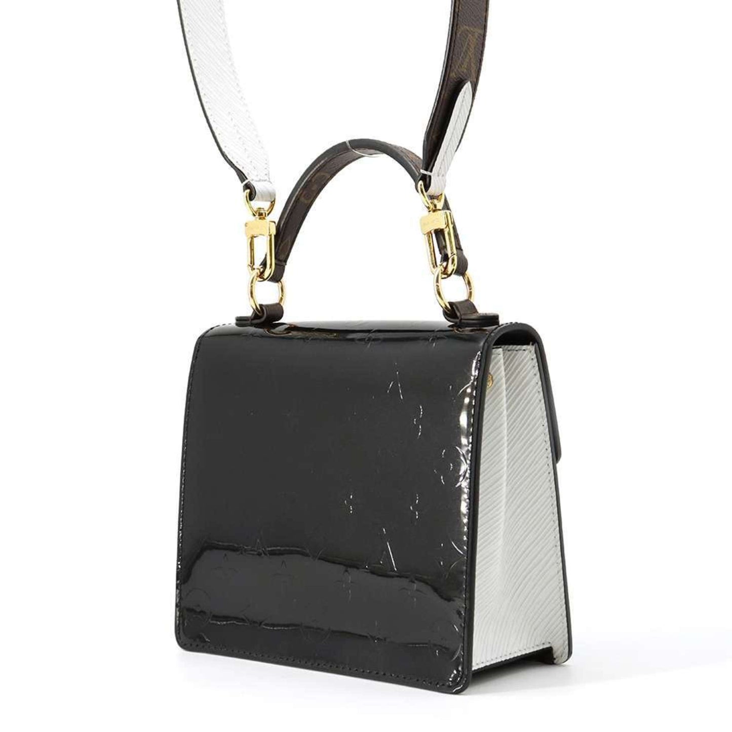 Louis Vuitton Epi Black Noir White Monogram Vernis Epi Leather Handbag Shoulder Bag