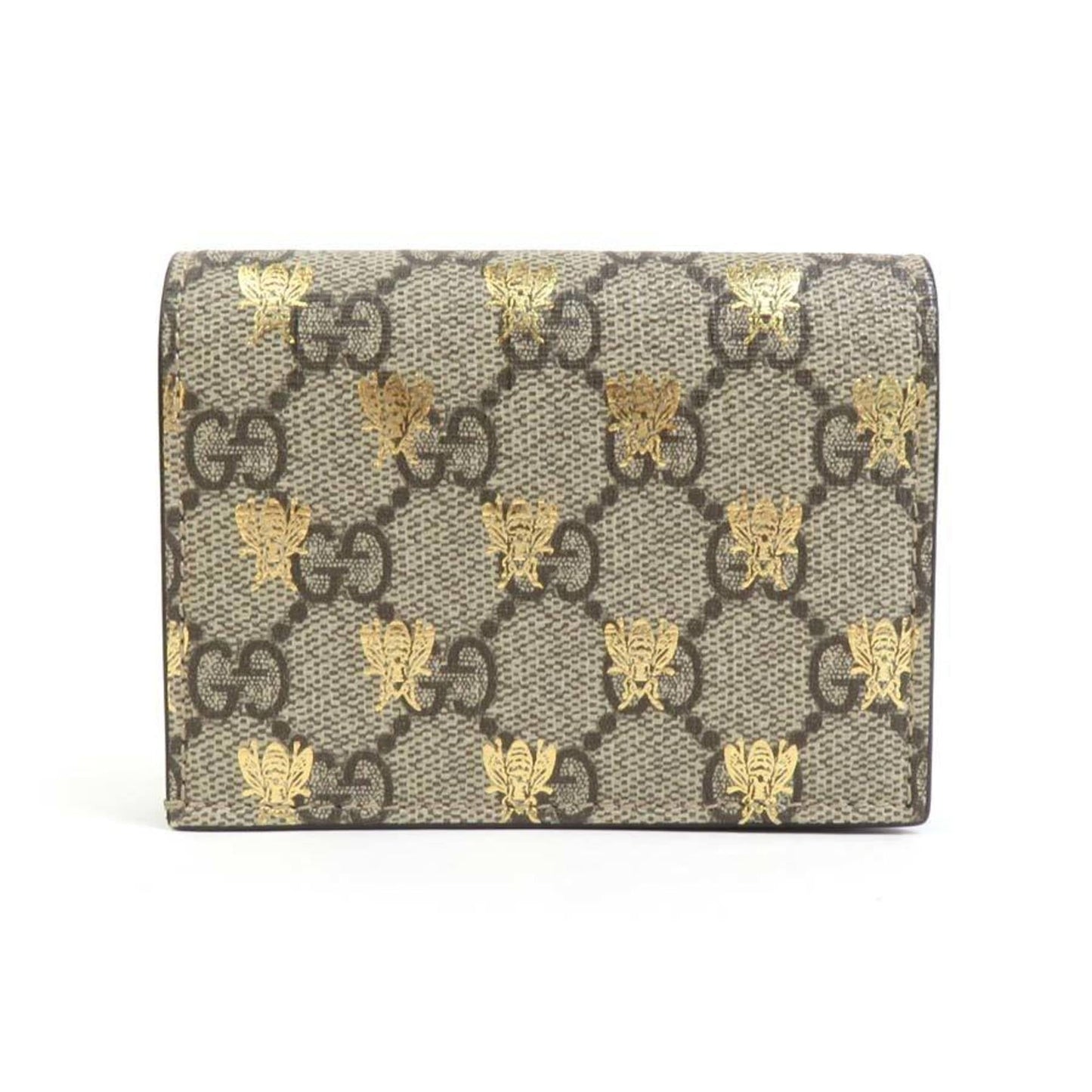 Gucci Beige Brown Gold Pvc Wallet (Bi-Fold)
