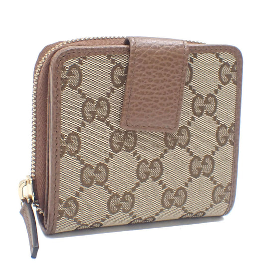 Gucci Beige Brown Gg Canvas Leather Wallet (Bi-Fold) ()